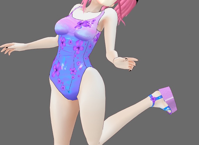 Floral Swimsuit + Wedge Sandals set for VRoid Stable and Beta (9 colors)