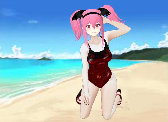 Floral Swimsuit + Wedge Sandals set for VRoid Stable and Beta (9 colors)