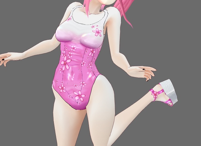 Floral Swimsuit + Wedge Sandals set for VRoid Stable and Beta (9 colors)