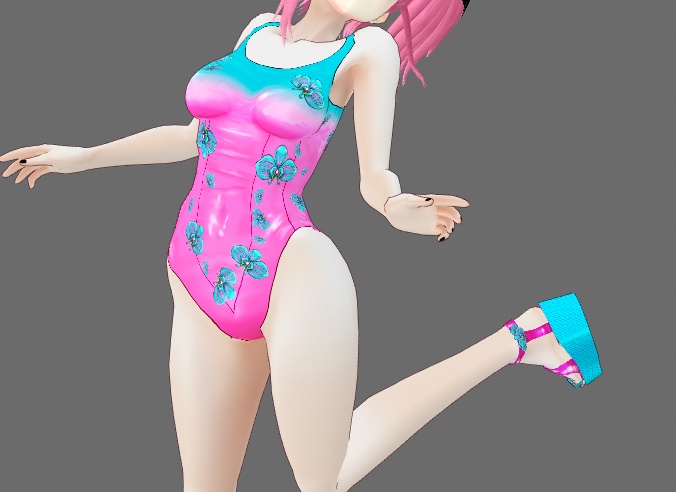 Floral Swimsuit + Wedge Sandals set for VRoid Stable and Beta (9 colors)