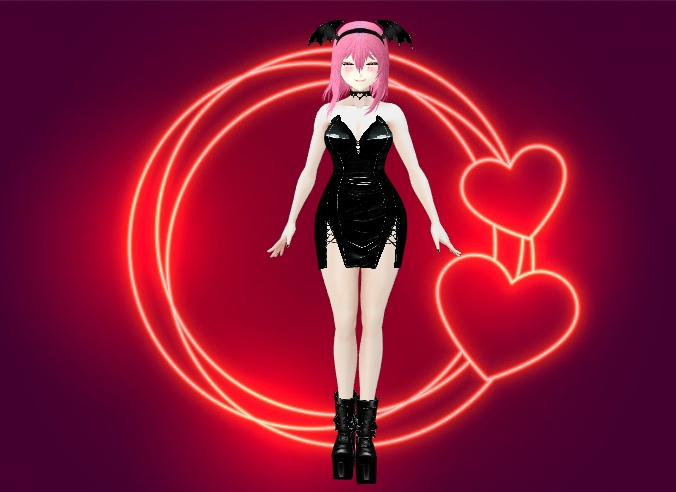 Heart Cut-Out Latex Dress for VRoid Models