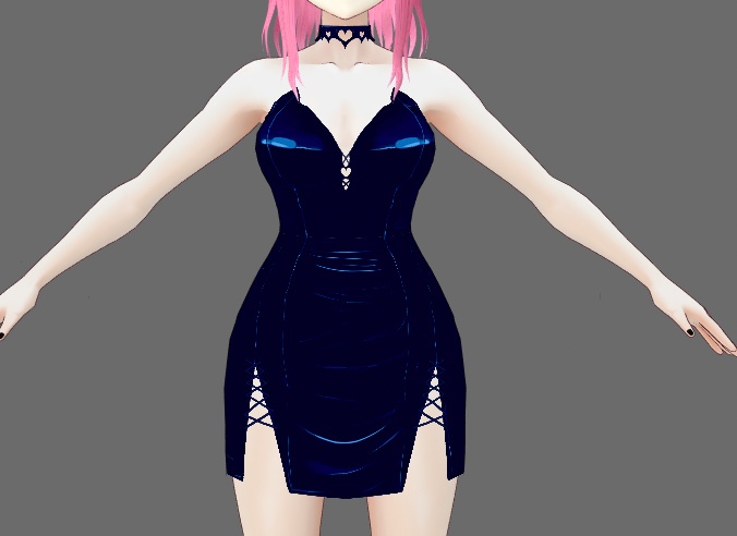 Heart Cut-Out Latex Dress for VRoid Models