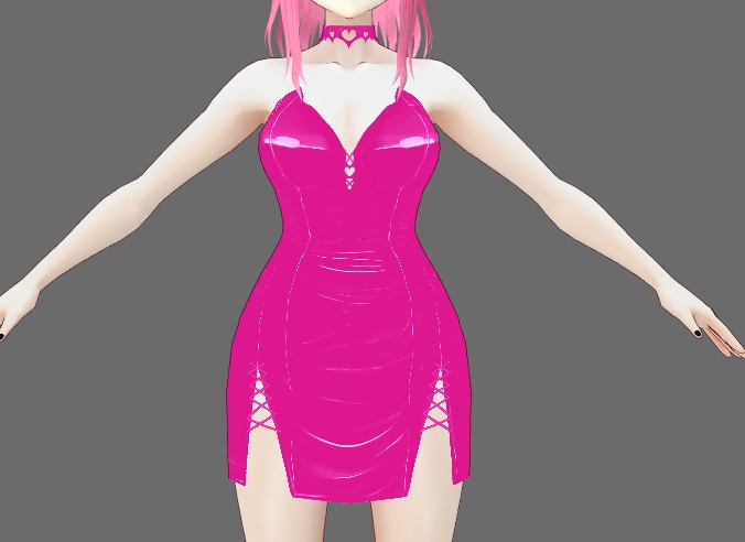 Heart Cut-Out Latex Dress for VRoid Models