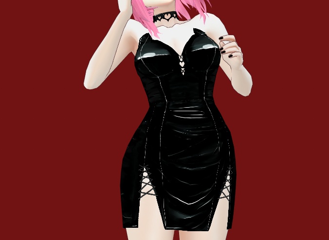 Heart Cut-Out Latex Dress for VRoid Models