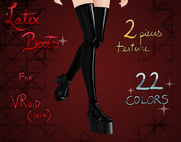 2 piece Latex Boots for VRoid (Stable and Beta) - 22 Colors