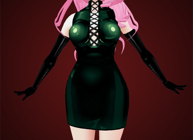 Latex Pencil Dress with Lace Up for VRoid