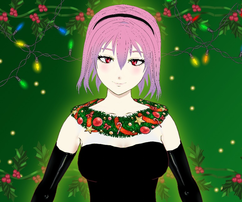 Festive Xmas Wreath Necklace for VRoid Stable - 3 colors