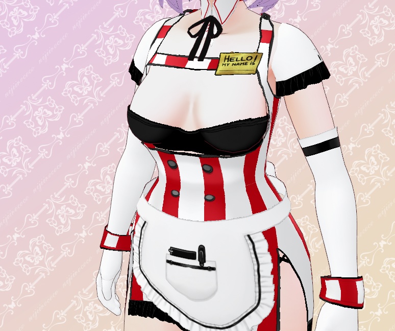 Latex Waitress Outfit for VRoid - 30 colors + Extras