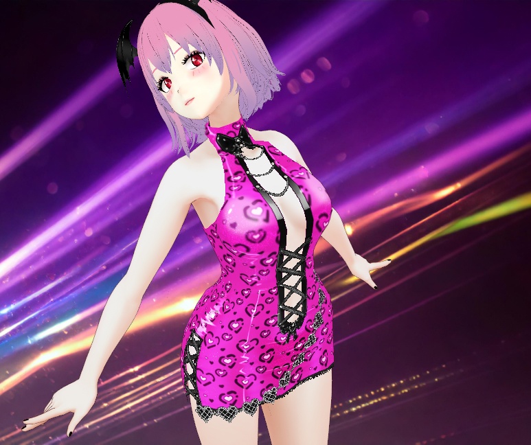 Heart Leopard Print Dress for VRoid - 30 colors