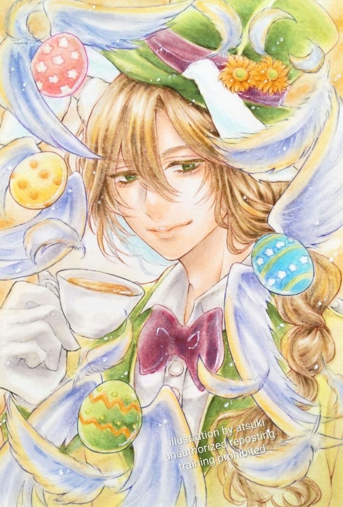 イースター マッドハッター イラスト 手描き オリジナル 創作 原画