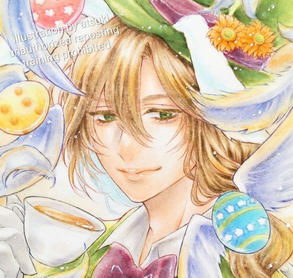 イースター マッドハッター イラスト 手描き オリジナル 創作 原画