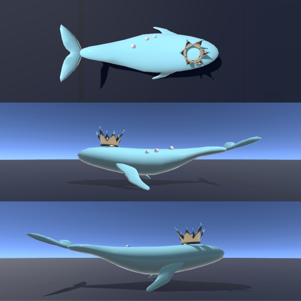 〈Royal Whale〉ティアラをのせたクジラアセット【VRC想定】