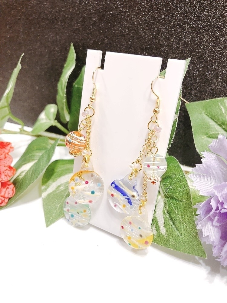 おはじき水風船ピアス クリア ピアス イヤリング イヤリング無料 プレゼント 夏 ヨーヨー レジン 水風船 グリーン おはじき カラフル 金属アレルギー対応 イヤリング