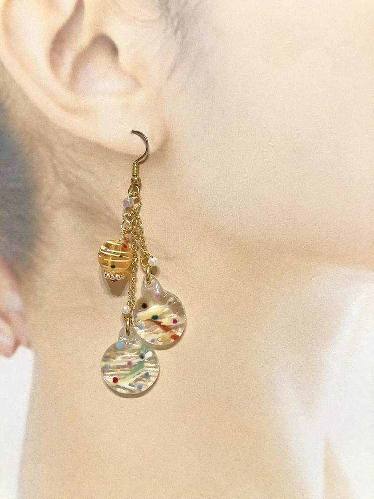 おはじき水風船ピアス クリア ピアス イヤリング イヤリング無料 プレゼント 夏 ヨーヨー レジン 水風船 グリーン おはじき カラフル 金属アレルギー対応 イヤリング