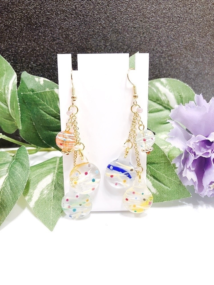 おはじき水風船ピアス クリア ピアス イヤリング イヤリング無料 プレゼント 夏 ヨーヨー レジン 水風船 グリーン おはじき カラフル 金属アレルギー対応 イヤリング