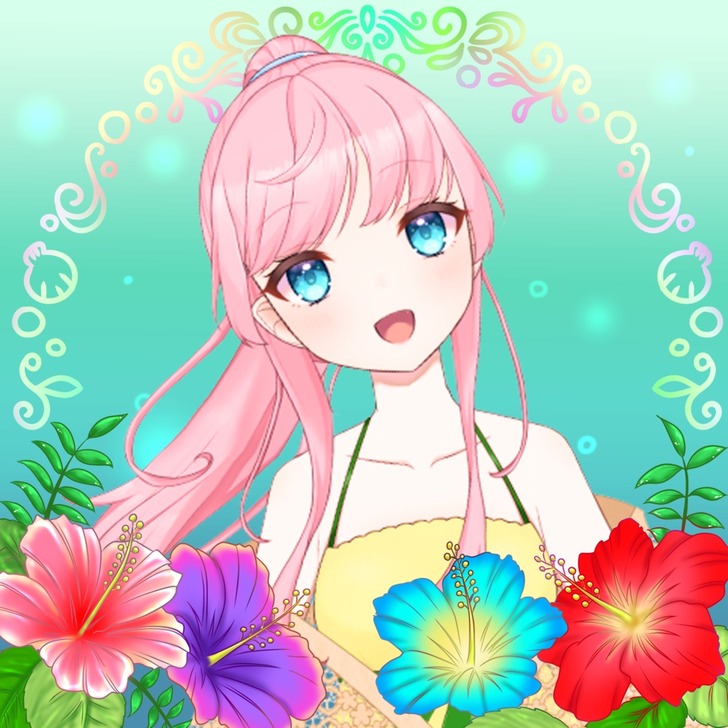 【無料】夏のアイコンフレーム素材