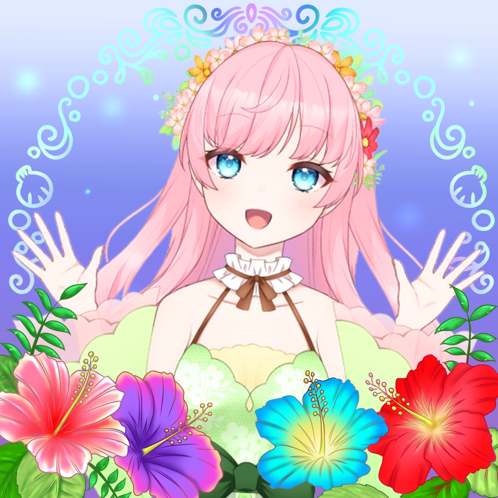 【無料】夏のアイコンフレーム素材