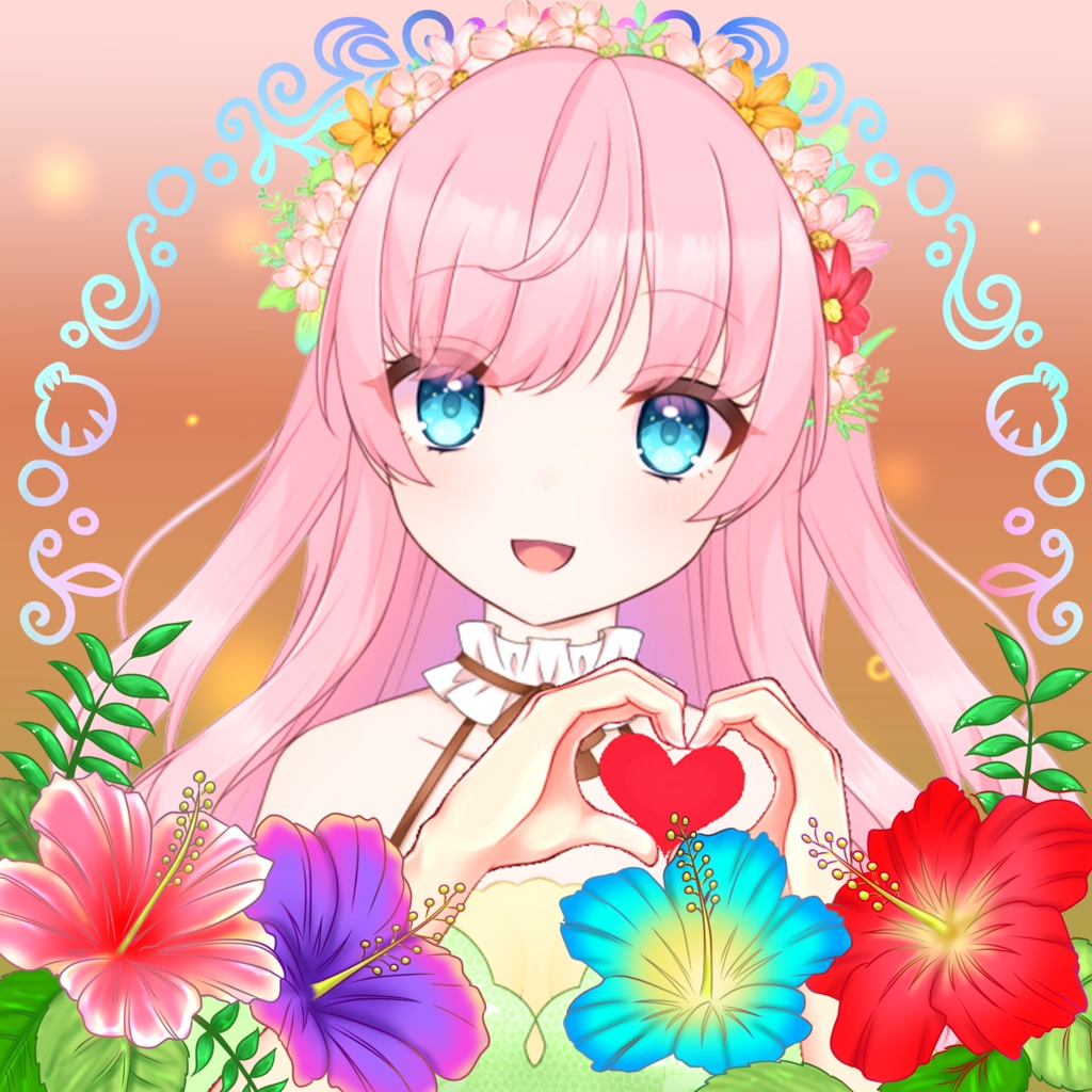 【無料】夏のアイコンフレーム素材