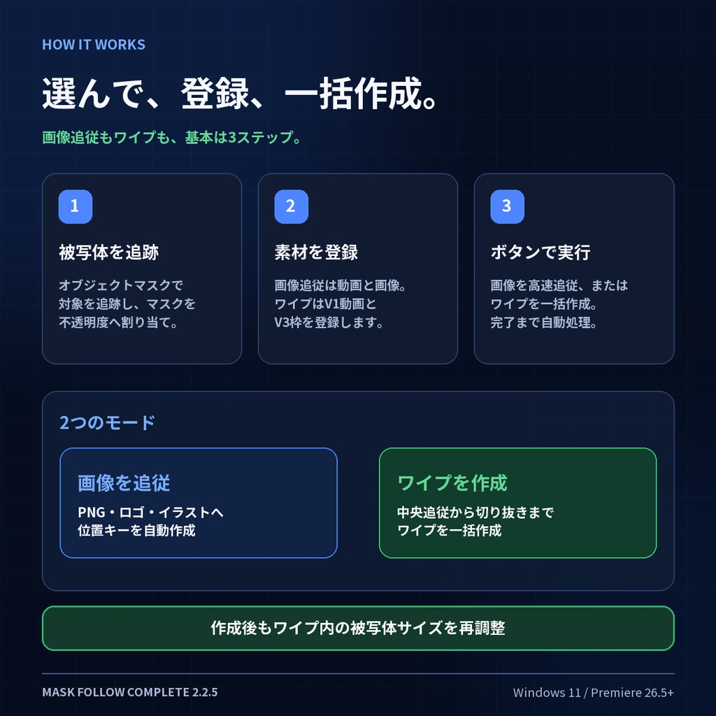 Mask Follow 全機能版|Premiereで画像追従・ワイプを自動作成【Windows 11】