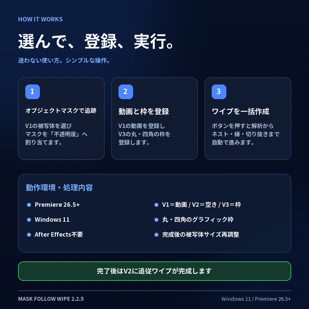 Mask Follow Wipe|Premiereで追従ワイプを自動作成【Windows 11】