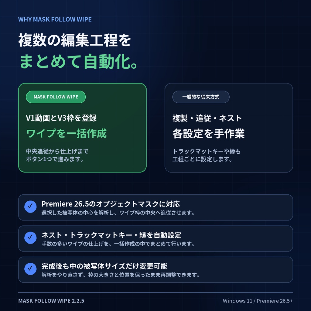 Mask Follow Wipe|Premiereで追従ワイプを自動作成【Windows 11】
