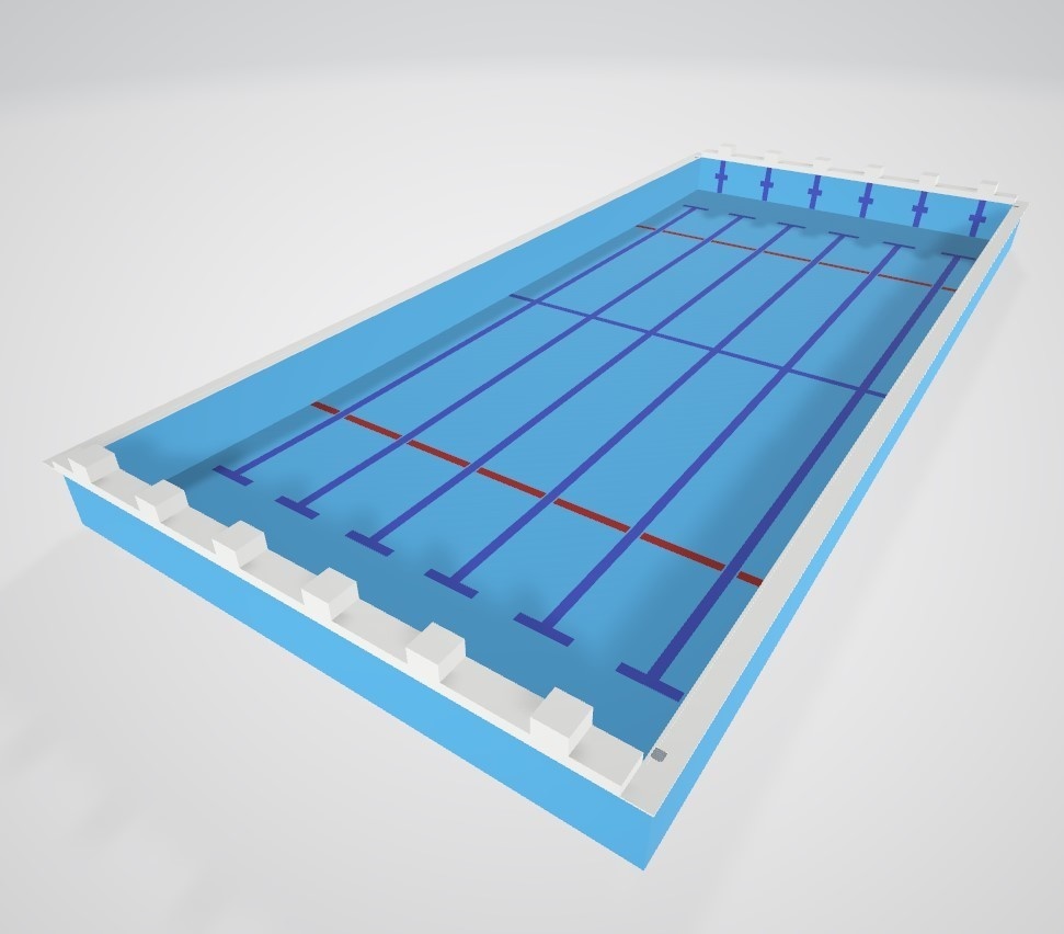 25m競泳用プールの3DCG・CADモデル(3Dモデル)