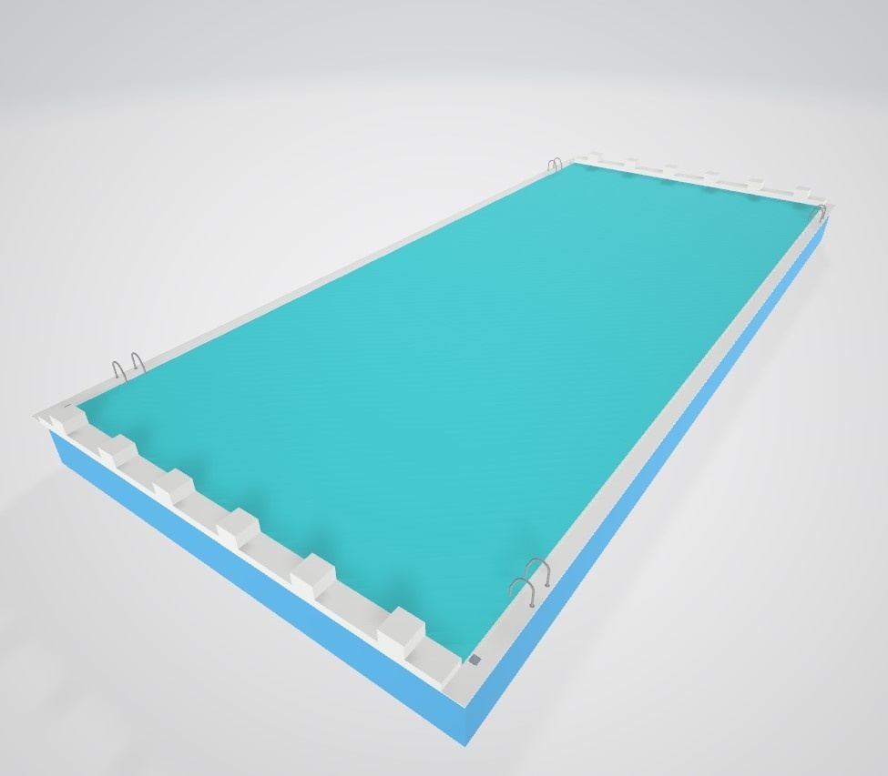 25m競泳用プールの3DCG・CADモデル(3Dモデル)