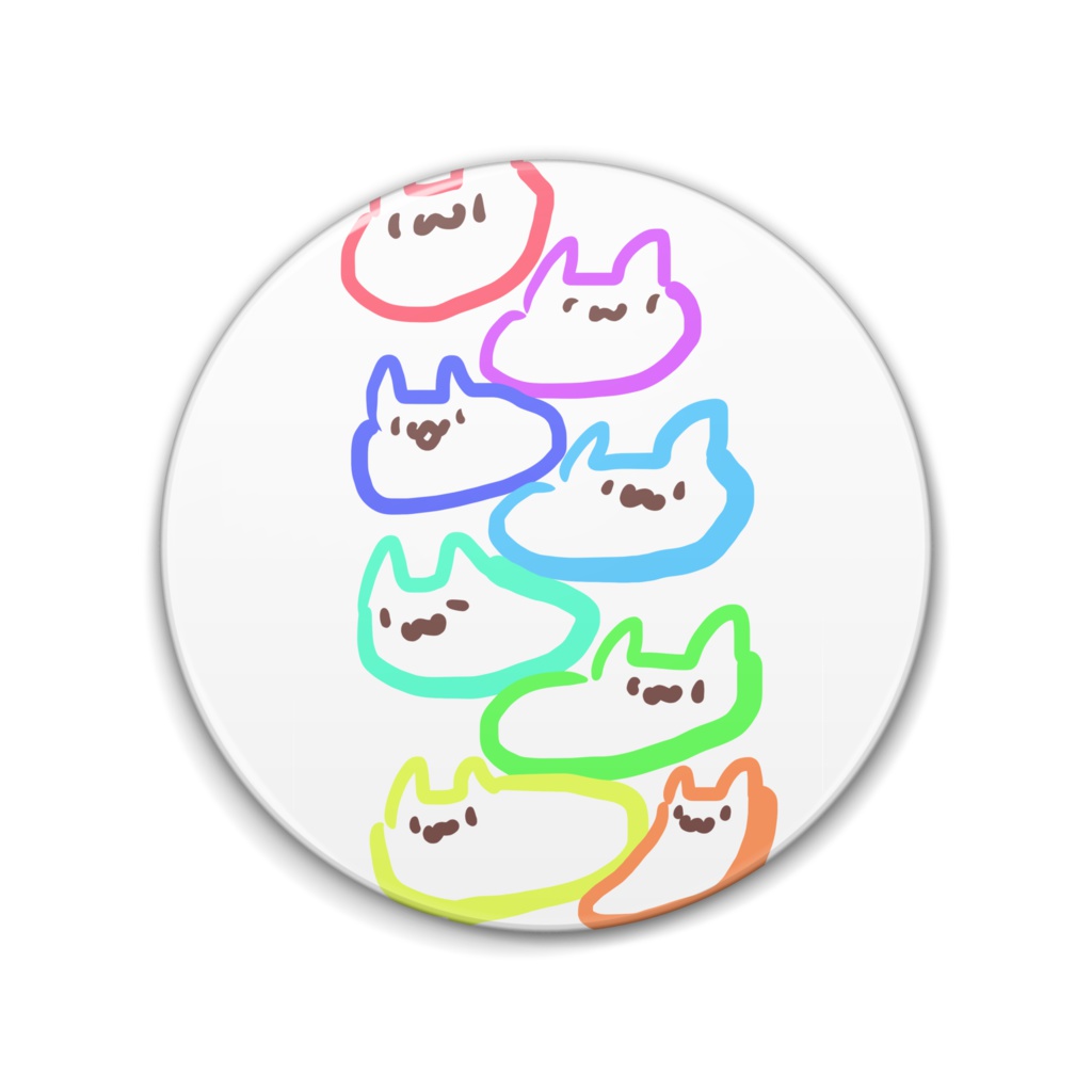 8色ねこの缶バッチ
