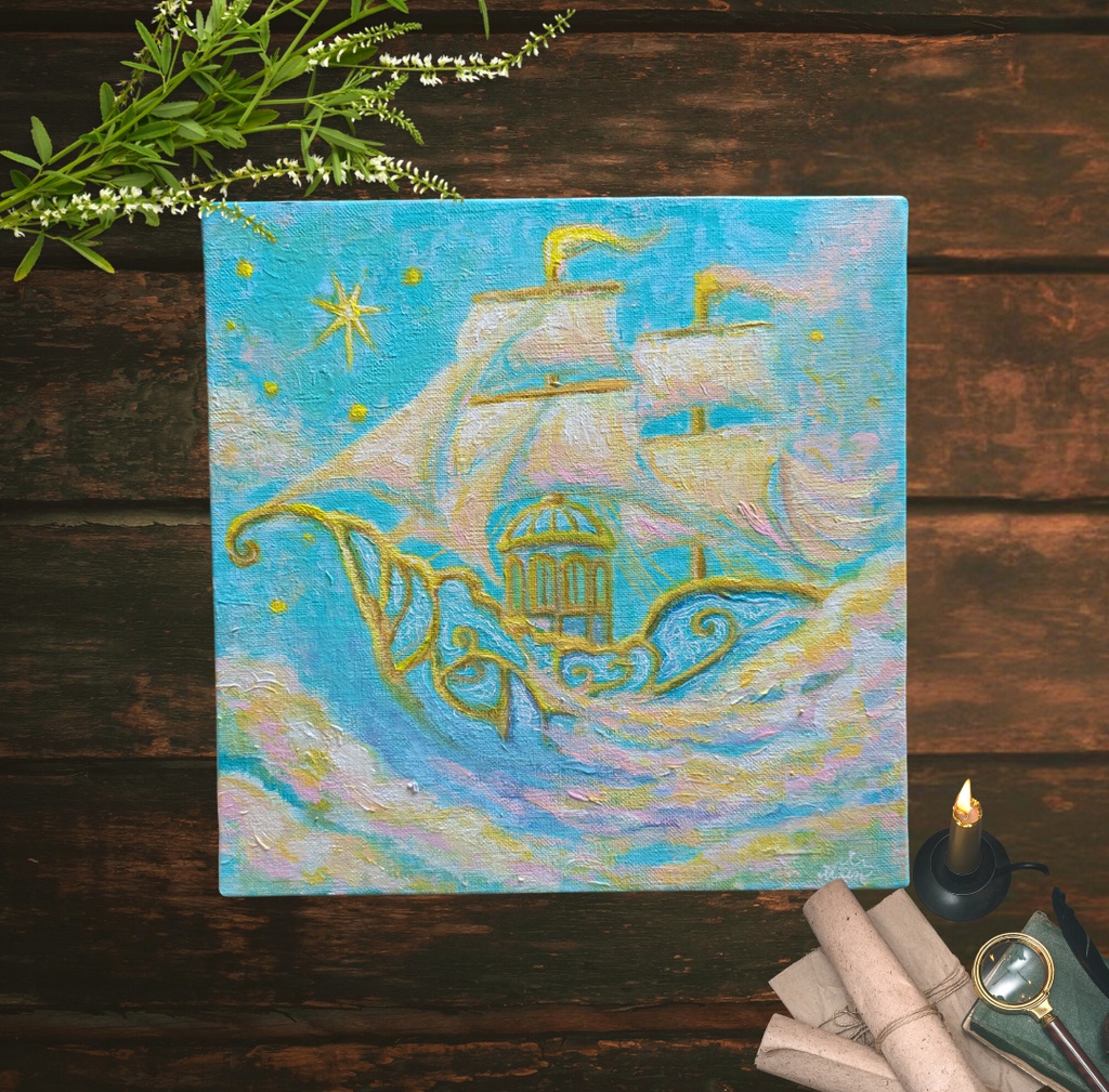 【原画】空船シリーズ − 虹船(にじぶね) −|心に灯りをともす魔法のアート