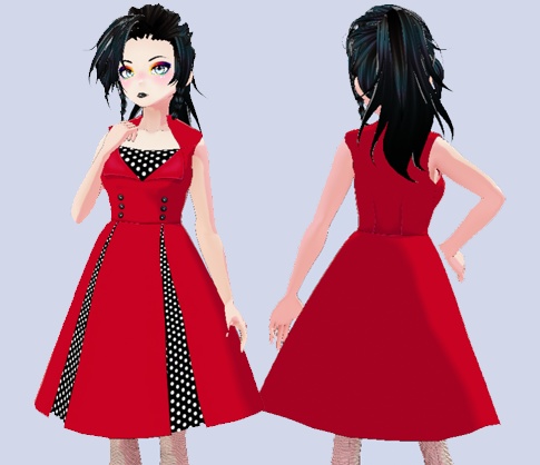 [VROID] 1950s Polka Dot Dress (9 colors)