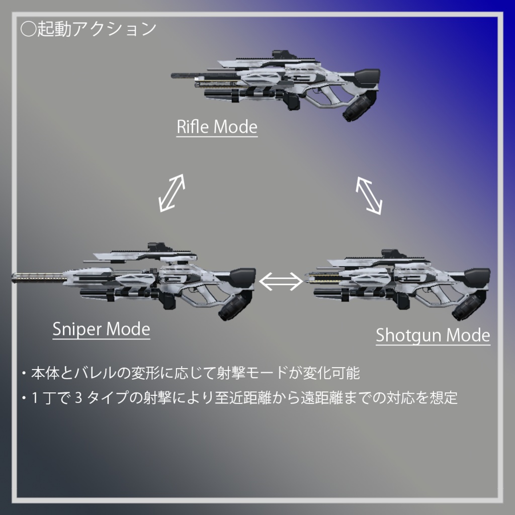 (VRChat想定3Dモデル) 多面変形長銃:MT-S1 RAVAGE   MA対応