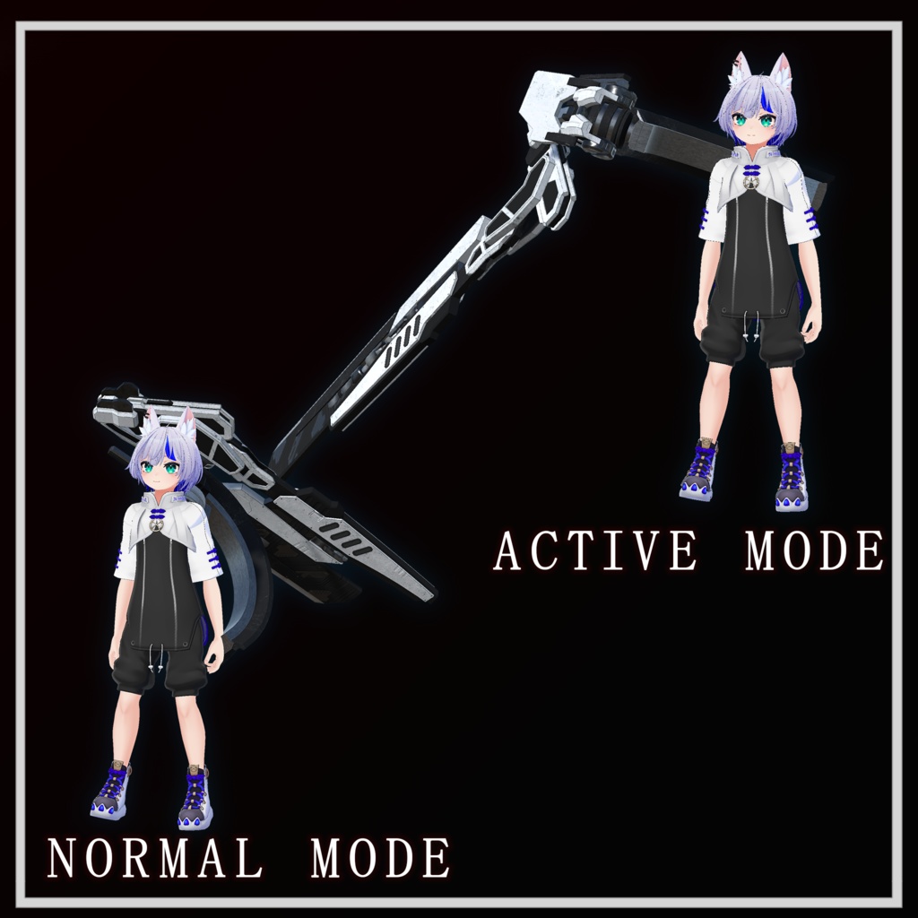 (VRChat想定3Dモデル ABS搭載済み) 複腕式大型剣:LONSIRE (MA対応)