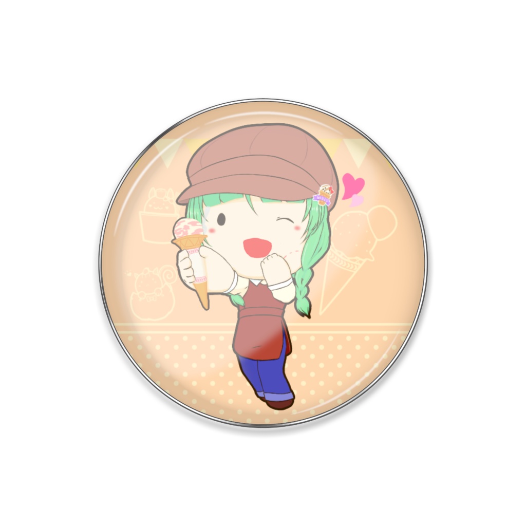 シフォン人形のアイスクリーム屋さん　ピンバッジ