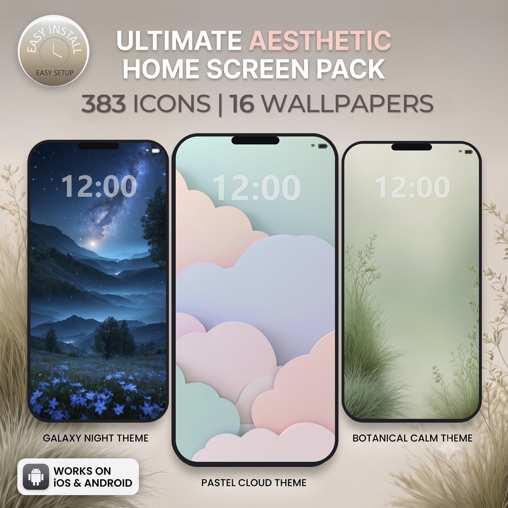 【iPhone/Android対応】アイコン383点+壁紙16点セット|ホーム画面まるごとカスタマイズ