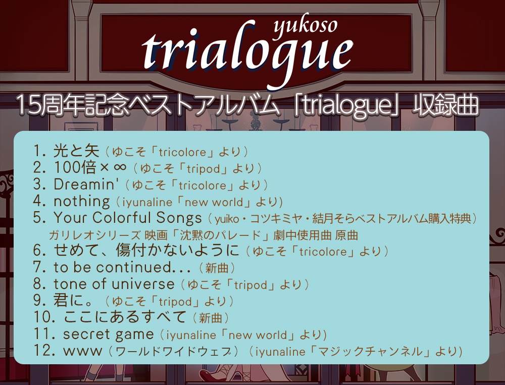 ゆこそ(yuiko,コツキミヤ,結月そら)15周年記念ベストアルバム「trialogue」