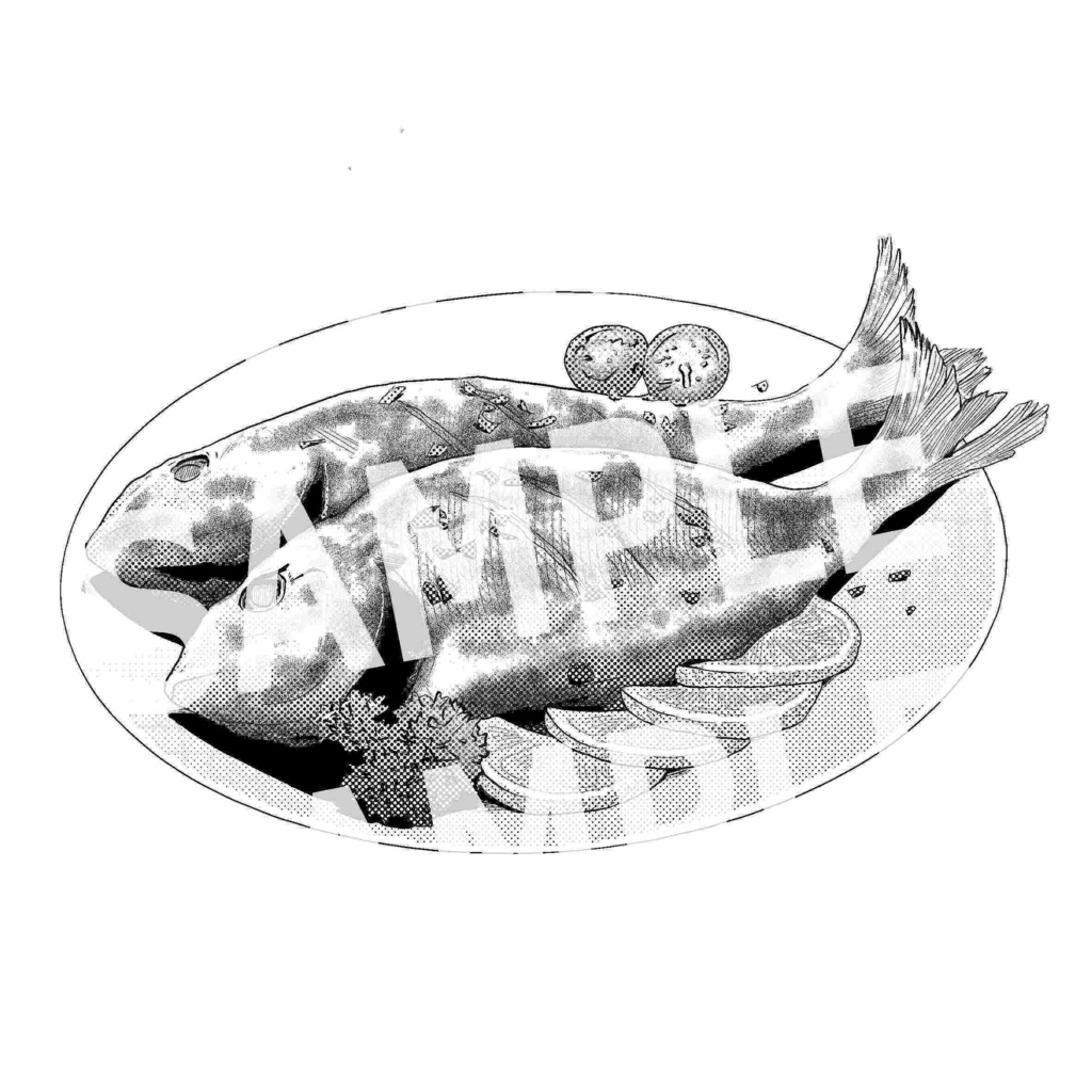 焼き魚　（漫画素材）