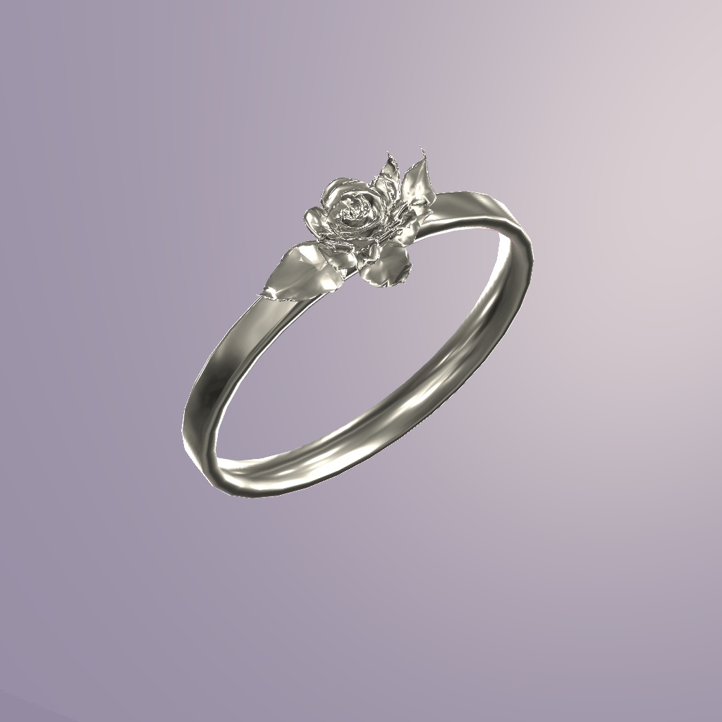 【無料】バラの指輪【VRChat向けアクセサリー】 【シルバーアクセ】