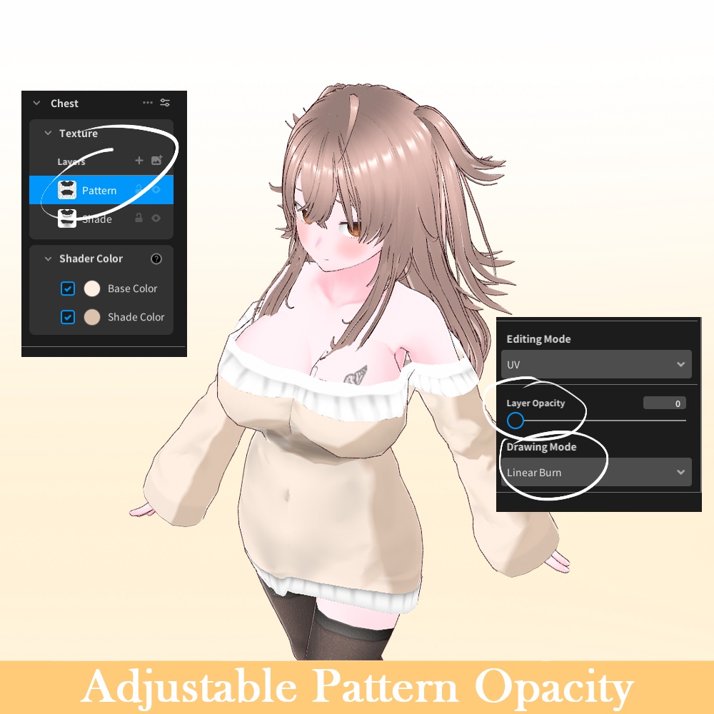 【VRoid】オフショル萌え袖オーバーサイズニット/Off-Shoulder Moe Sleeve Oversize Knit Sweater