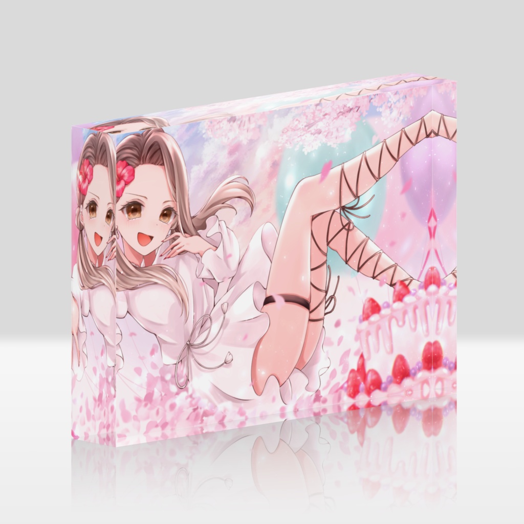 【twitch3周年&誕生日記念】花咲アクリルブロック(クリア、ホワイト)【りえぺこ】