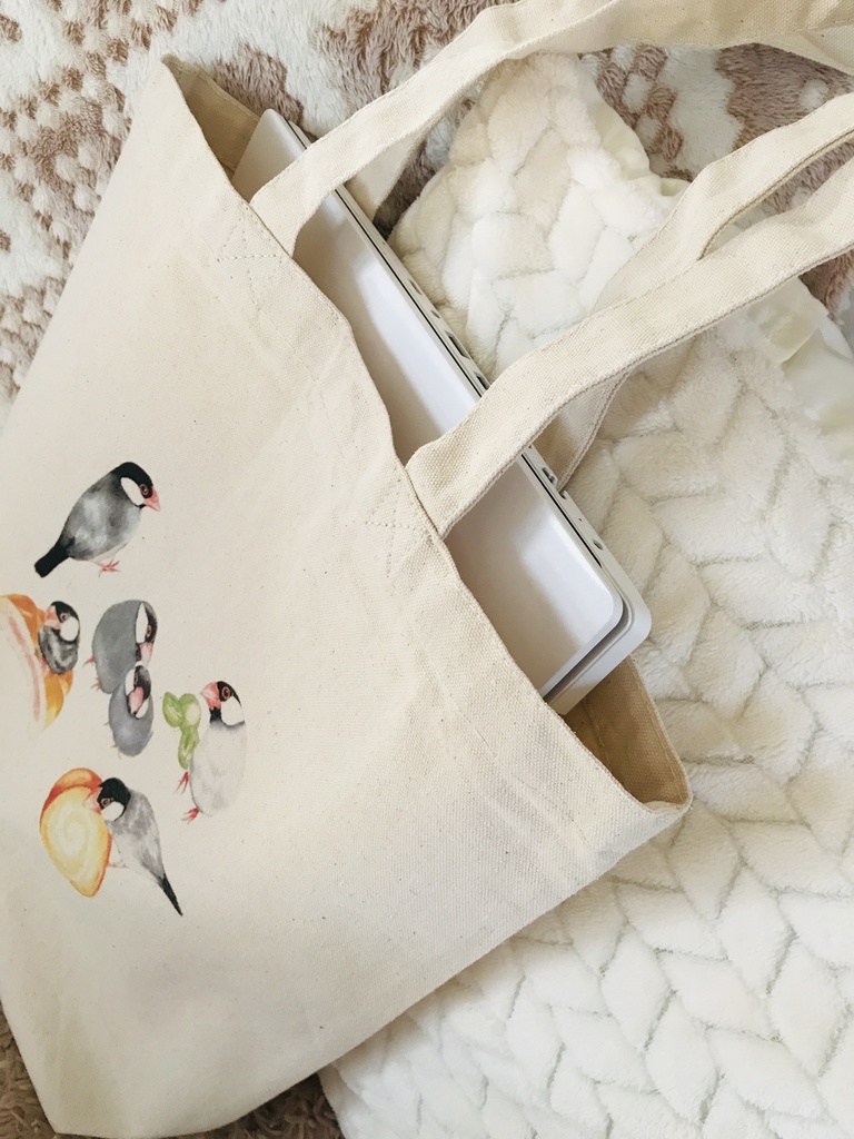 文鳥と一緒 トートバッグ