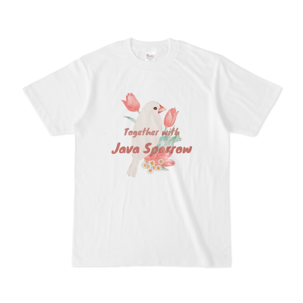 Java Sparrow チューリップと文鳥Tシャツ