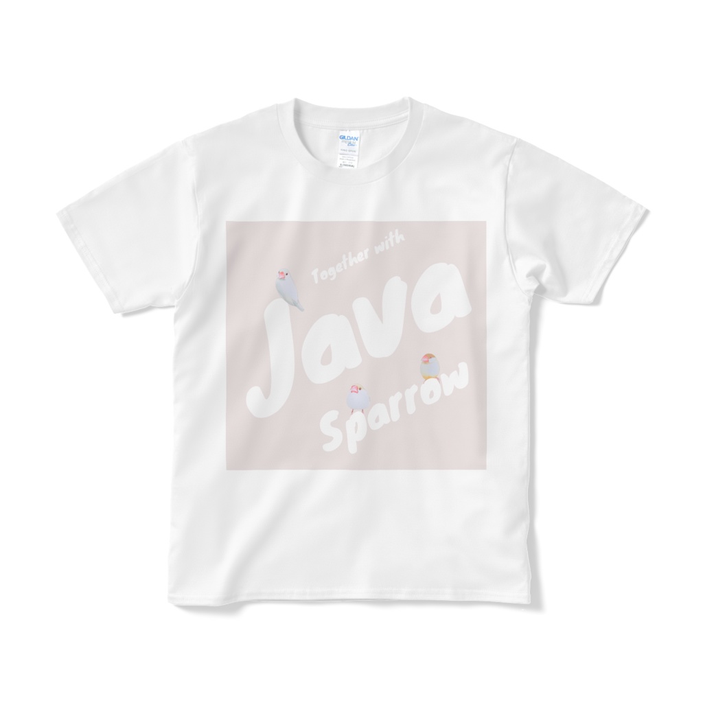 【短納期】 Java Sparrow ロゴに乗った３羽Tシャツ