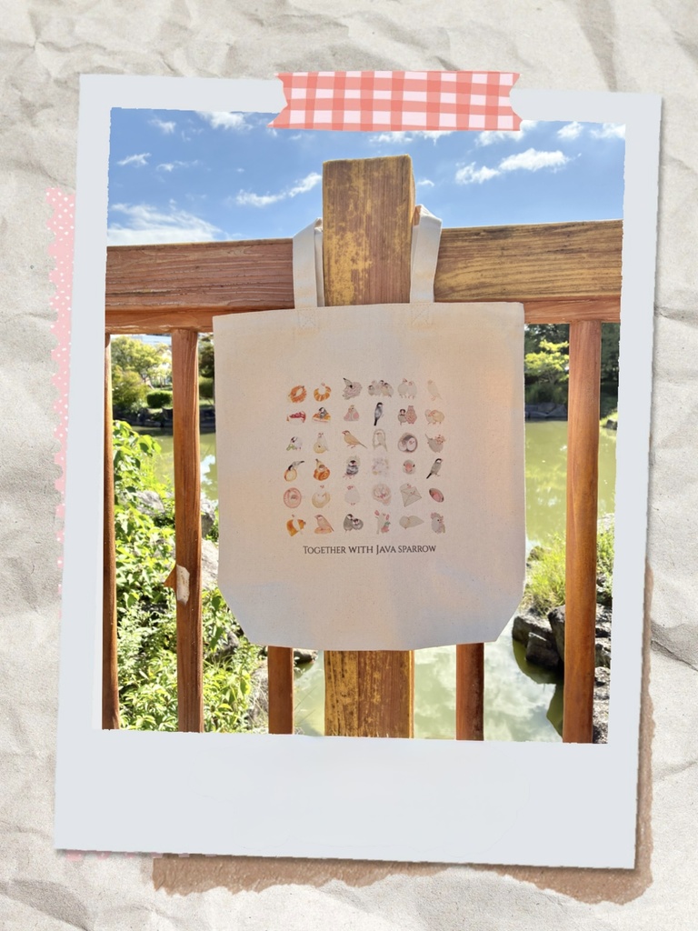 文鳥と一緒 文鳥さんだらけのトートバッグ