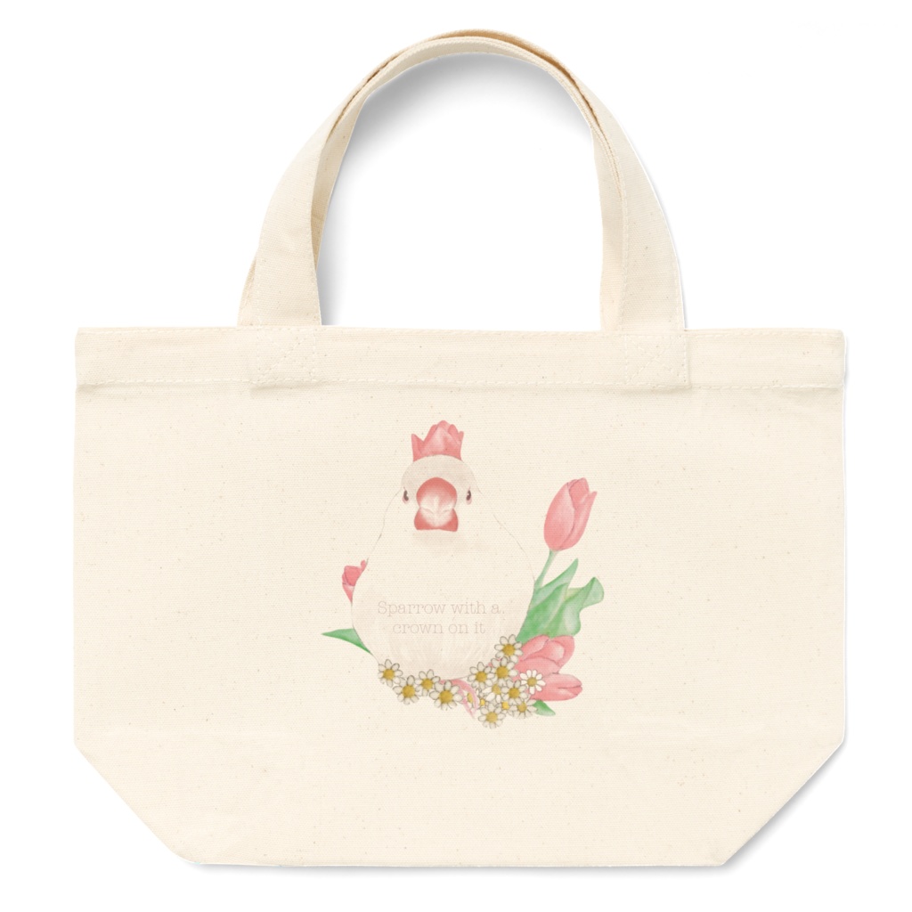チューリップの王冠が似合う文鳥さんトートバッグ