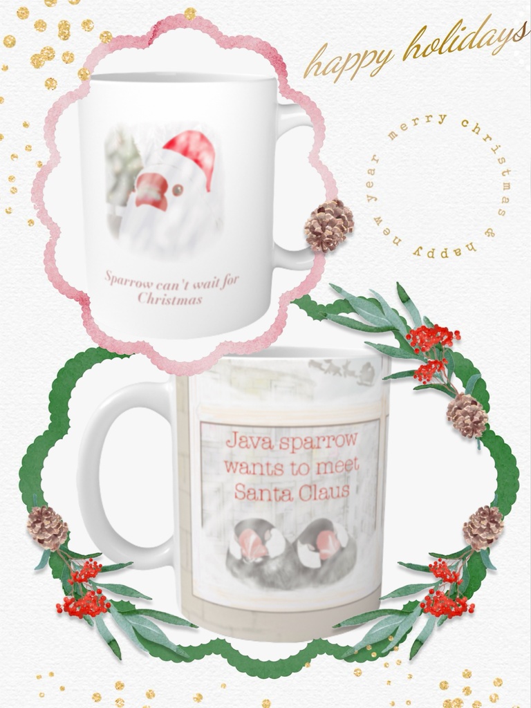 サンタクロースに会いたかった文鳥さんマグカップ