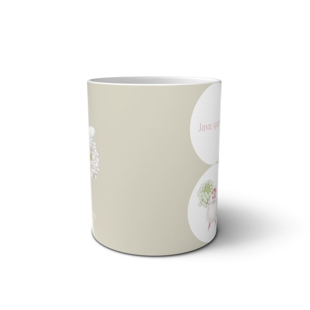 3羽のCUTEな文鳥さんとお花のマグカップ