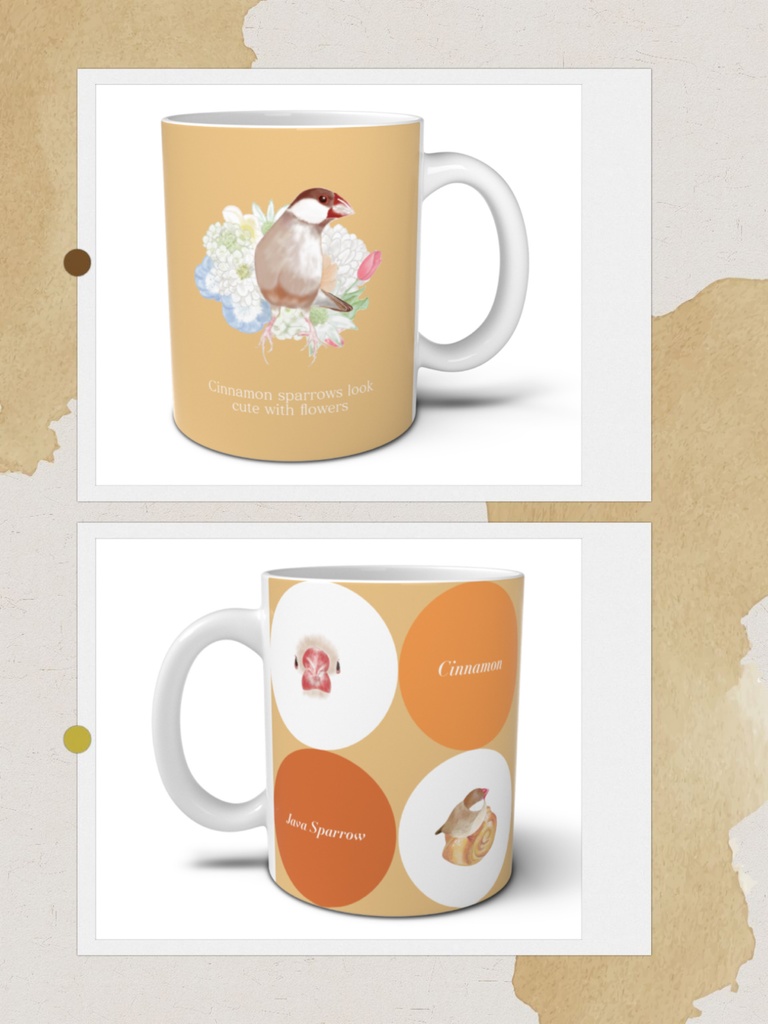 シナモン文鳥さんのマグカップ
