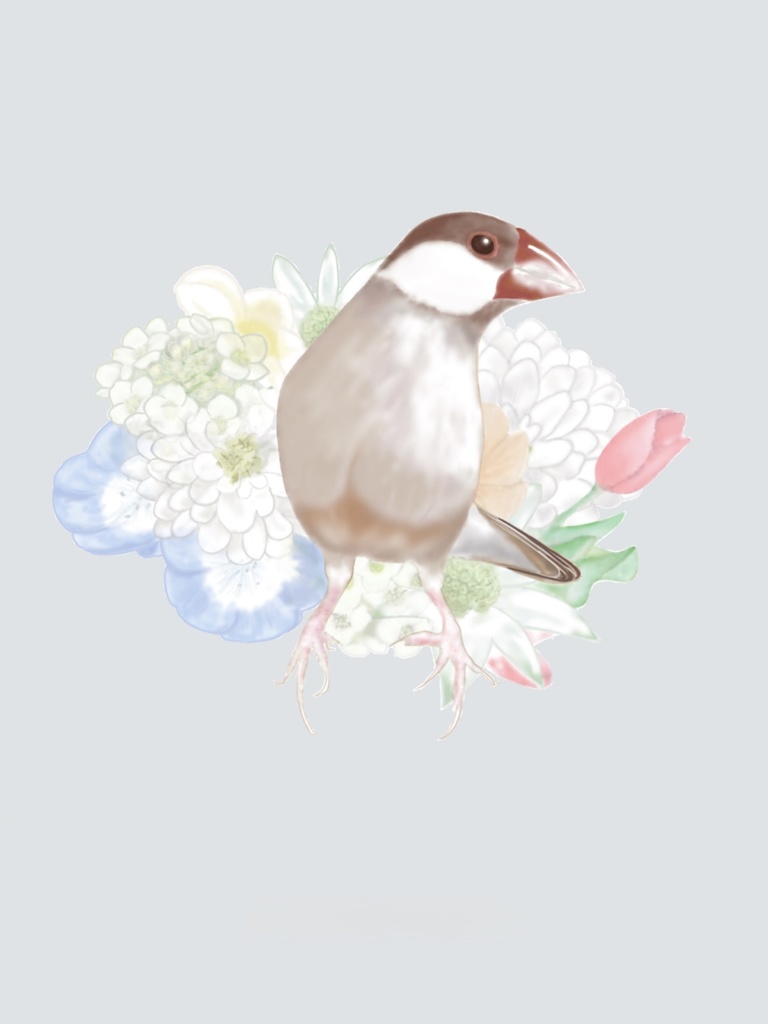 シナモン文鳥さんと花束のスウェット