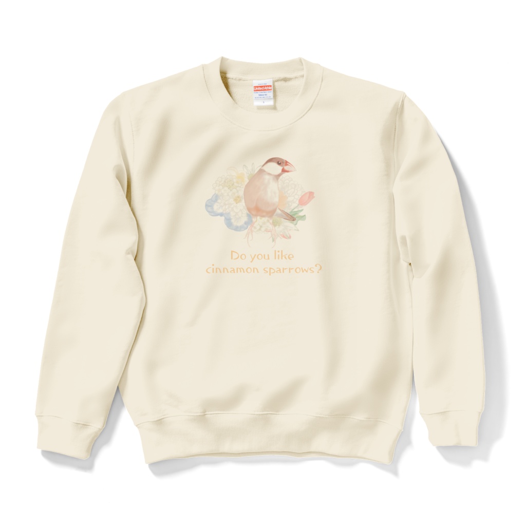 シナモン文鳥さんと花束のスウェット