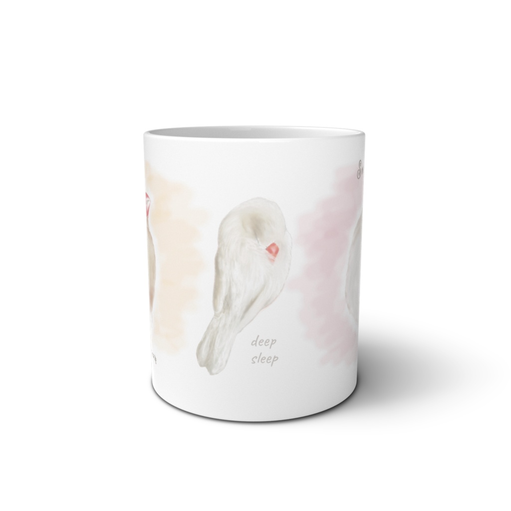 いい夢を見ていそうな文鳥さんたちのマグカップ